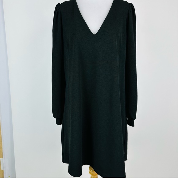 City Chic Quiero Dress Black V Neck Sheath Dress Size 14 - Picture 2 of 15